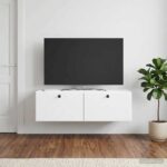 vidaXL Nástenná TV skrinka 98 x 31 x 30 cm Biela Kompozitné drevo – Obrázok 4