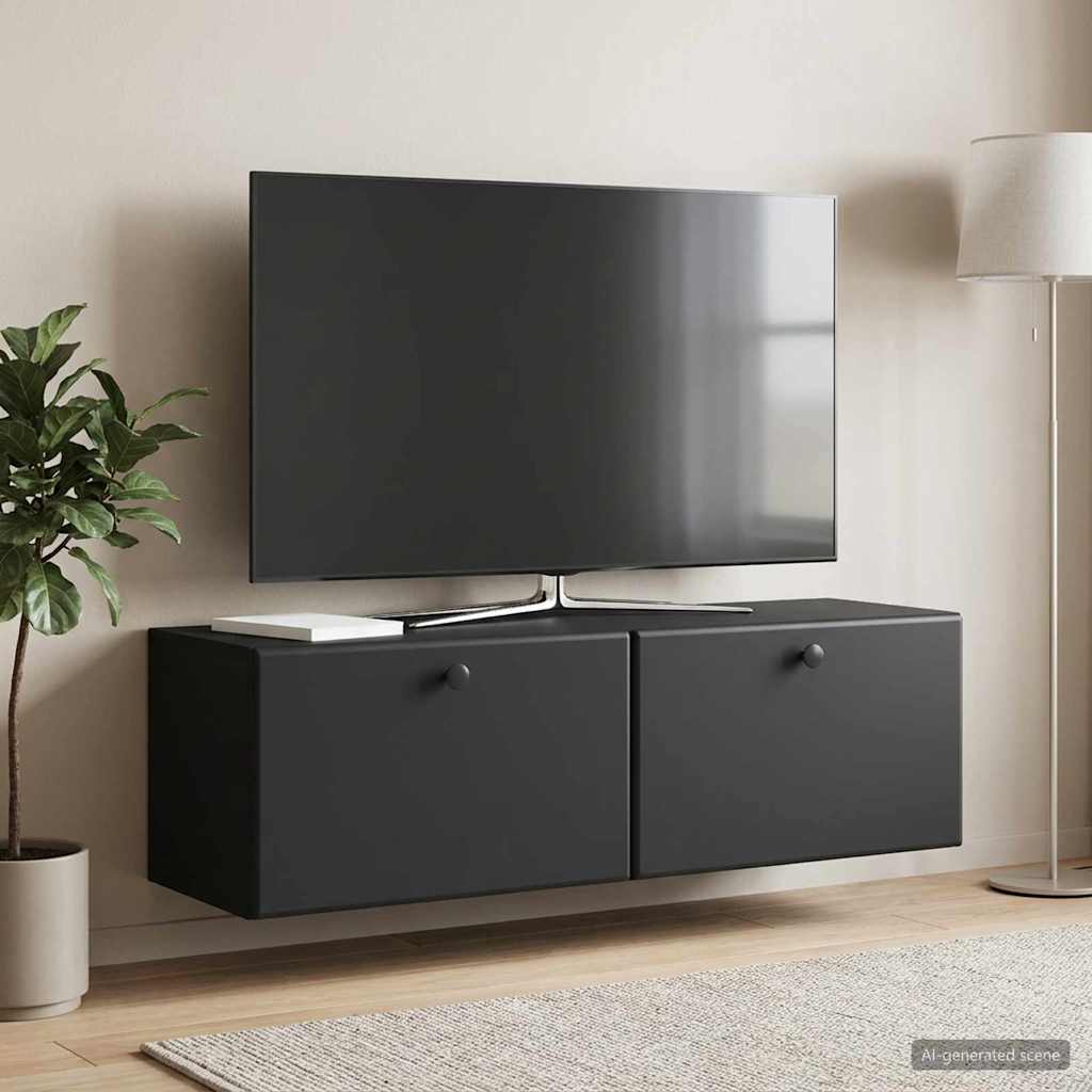 899236_1.jpg vidaXL Nástenná TV skrinka 98 x 31 x 30 cm Čierna Kompozitné drevo – Obrázok 1