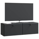 vidaXL Nástenná TV skrinka 98 x 31 x 30 cm Čierna Kompozitné drevo – Obrázok 3
