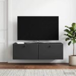 vidaXL Nástenná TV skrinka 98 x 31 x 30 cm Čierna Kompozitné drevo – Obrázok 4