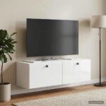 vidaXL Nástenná TV skrinka 98 x 31 x 30 cm Biela s vysokým leskom