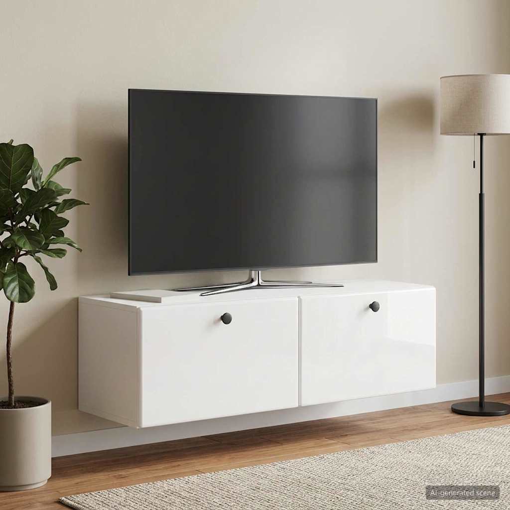 899239_1.jpg vidaXL Nástenná TV skrinka 98 x 31 x 30 cm Biela s vysokým leskom – Obrázok 1