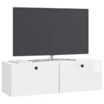 vidaXL Nástenná TV skrinka 98 x 31 x 30 cm Biela s vysokým leskom – Obrázok 3