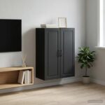 vidaXL Nástenná skrinka Čierna 66 x 34,5 x 90 cm Kompozitné drevo – Obrázok 8