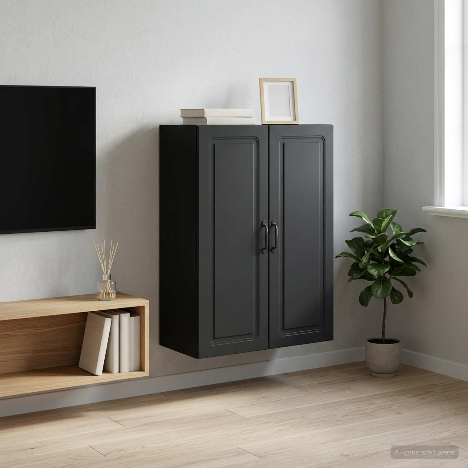 899246_1.jpg vidaXL Nástenná skrinka Čierna 66 x 34,5 x 90 cm Kompozitné drevo – Obrázok 1
