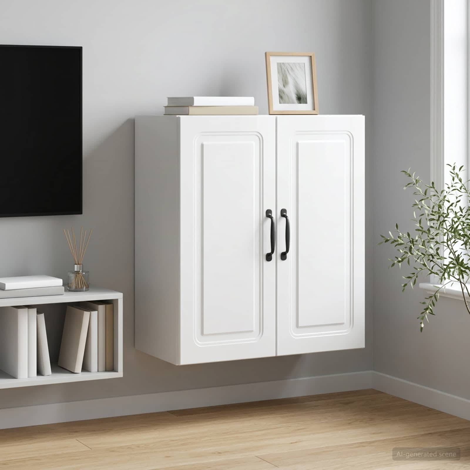 899259_1.jpg vidaXL Nástenná skrinka Biela s vysokým leskom 59 x 31 x 60 cm – Obrázok 1
