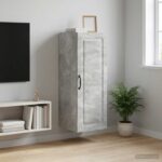 vidaXL Nástenná skrinka Betónovo sivá 33 x 34,5 x 90 cm – Obrázok 9