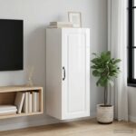 vidaXL Nástenná skrinka Biela s vysokým leskom 33 x 34,5 x 90 cm – Obrázok 10