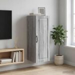 vidaXL Nástenná skrinka Sivý Sonoma 33 x 34,5 x 90 cm Kompozitné drevo – Obrázok 9