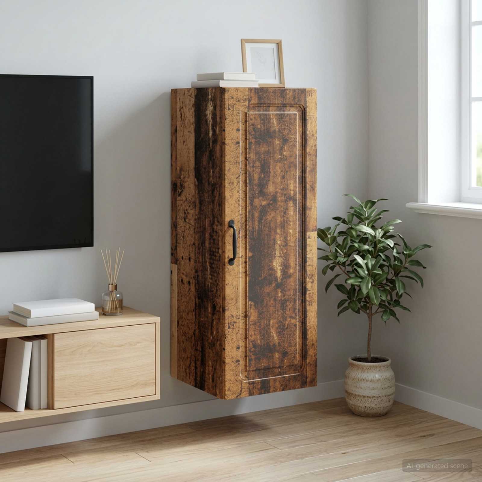 899273_1.jpg vidaXL Nástenná skrinka Staré drevo 33 x 34,5 x 90 cm Kompozitné drevo – Obrázok 1