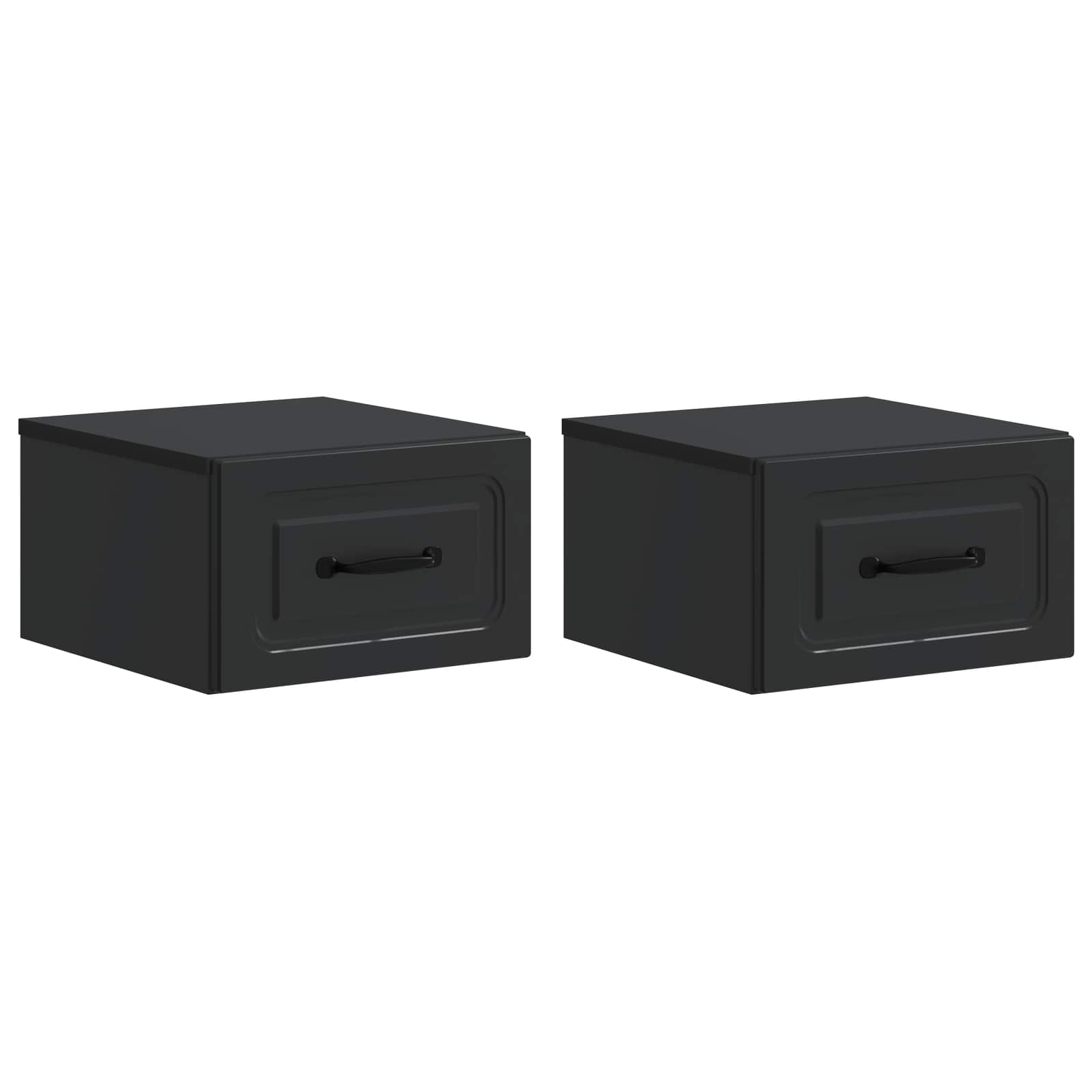 899278_1.jpg vidaXL Nástenná nočná skrinka Nástenný 2 pcs Čierna 34,5 x 33 x 20 cm – Obrázok 1