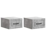 vidaXL Nástenná nočná skrinka 2 pcs Betónovo sivá 34,5 x 33 x 20 cm
