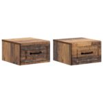 vidaXL Nástenná nočná skrinka 2 pcs Staré drevo 34,5 x 33 x 20 cm