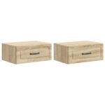 vidaXL Nástenná nočná skrinka 2 pcs Dub sonoma 49 x 34,5 x 20 cm