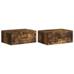 vidaXL Nástenná nočná skrinka 2 pcs Dymový dub 49 x 34,5 x 20 cm