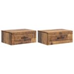 vidaXL Nástenná nočná skrinka 2 pcs Staré drevo 49 x 34,5 x 20 cm