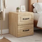 vidaXL Nástenná nočná skrinka 2 pcs Dub sonoma 34,5 x 33 x 40 cm – Obrázok 10