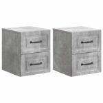 vidaXL Nástenná nočná skrinka 2 pcs Betónovo sivá 34,5 x 33 x 40 cm