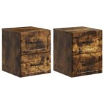 vidaXL Nástenná nočná skrinka 2 pcs Dymový dub 34,5 x 33 x 40 cm