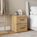 vidaXL Nástenná nočná skrinka 2 pcs Dub artisan 34,5 x 33 x 40 cm – Obrázok 4