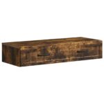 vidaXL Nástenný bočný stôl Dymový dub 87,5 x 34,5 x 17 cm