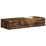 vidaXL Nástenný bočný stôl Dymový dub 87,5 x 34,5 x 17 cm – Obrázok 2