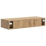 vidaXL Nástenný bočný stôl Dub artisan 87,5 x 34,5 x 17 cm – Obrázok 6