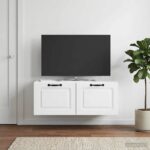 vidaXL Nástenná TV skrinka Biela 78,5 x 41 x 30 cm Kompozitné drevo