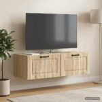 vidaXL Nástenná TV skrinka Dub sonoma 98 x 41 x 30 cm Kompozitné drevo – Obrázok 4