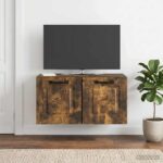 vidaXL Nástenná TV skrinka Nástenný Dymový dub 59,5 x 31 x 30 cm
