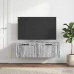 vidaXL Nástenná TV skrinka Nástenný Sivá sonoma 98 x 31 x 30 cm – Obrázok 4
