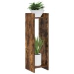 vidaXL Stojan na rastliny s poličkou Údený Dub 30 x 30 x 100 cm – Obrázok 3