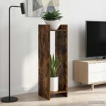 vidaXL Stojan na rastliny s poličkou 2 pcs Údený Dub 30 x 30 x 100 cm