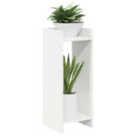 vidaXL Stojan na rastliny s poličkou 2 pcs Biely 30 x 30 x 80 cm – Obrázok 3