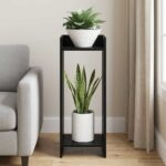 vidaXL Stojan na rastliny s poličkou Čierny Dub 30 x 30 x 80 cm – Obrázok 4