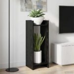 vidaXL Stojan na rastliny s poličkou 2 pcs Čierny Dub 30 x 30 x 80 cm