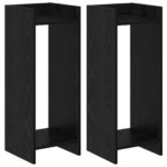 vidaXL Stojan na rastliny s poličkou 2 pcs Čierny Dub 30 x 30 x 80 cm – Obrázok 2