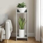 vidaXL Stojan na rastliny s poličkou Betónovo Sivá 30 x 30 x 80 cm – Obrázok 4