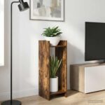 vidaXL Stojan na rastliny s poličkou 2 pcs Údený Dub 30 x 30 x 80 cm