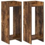 vidaXL Stojan na rastliny s poličkou 2 pcs Údený Dub 30 x 30 x 80 cm – Obrázok 2