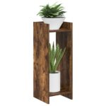 vidaXL Stojan na rastliny s poličkou 2 pcs Údený Dub 30 x 30 x 80 cm – Obrázok 3
