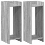 vidaXL Stojan na rastliny s poličkou 2 pcs Sivá Sonoma 30 x 30 x 80 cm – Obrázok 2