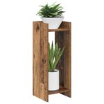 vidaXL Stojan na rastliny s poličkou 2 pcs Staré drevo 30 x 30 x 80 cm – Obrázok 3