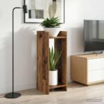 vidaXL Stojan na rastliny s poličkou 2 pcs Staré drevo 30 x 30 x 80 cm – Obrázok 4
