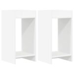 vidaXL Stojan na rastliny s poličkou 2 pcs Biely 30 x 30 x 60 cm – Obrázok 2
