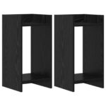 vidaXL Stojan na rastliny s poličkou Čierny Dub 30 x 30 x 60 cm – Obrázok 2