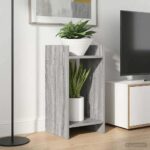 vidaXL Stojan na rastliny s poličkou 2 pcs Sivá Sonoma 30 x 30 x 60 cm – Obrázok 4