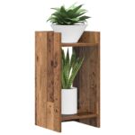 vidaXL Stojan na rastliny s poličkou Staré drevo 30 x 30 x 60 cm – Obrázok 3