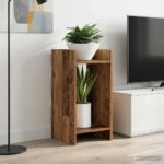 vidaXL Stojan na rastliny s poličkou Staré drevo 30 x 30 x 60 cm – Obrázok 4