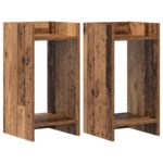vidaXL Stojan na rastliny s poličkou 2 pcs Staré drevo 30 x 30 x 60 cm – Obrázok 2